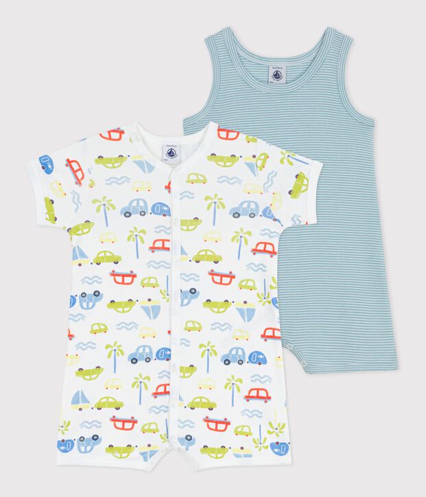 Lot de combinaisons courtes b&eacute;b&eacute; en coton imprim&eacute; multicouleur