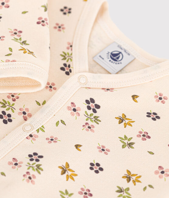 Babypyjama van geruwde fleece met bloemetjesprint wit AVALANCHE/ MULTICO