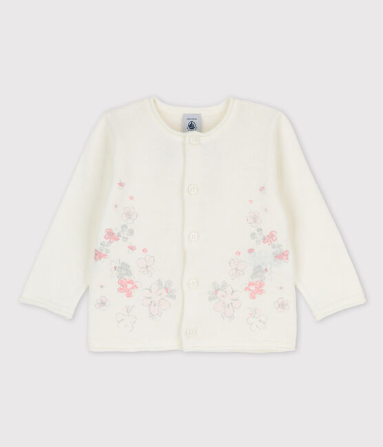 Cardigan en tricot jersey coton/lin bébé fille blanc MARSHMALLOW