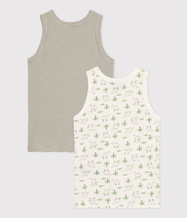 Set van 2 jongenshemdjes met dromedarisprint in katoen multicouleur