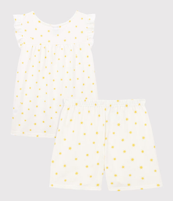 Pyjacourt soleils petite fille en coton blanc MARSHMALLOW/ ORGE