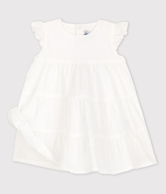 Robe sans manches bébé en popeline blanc ECUME