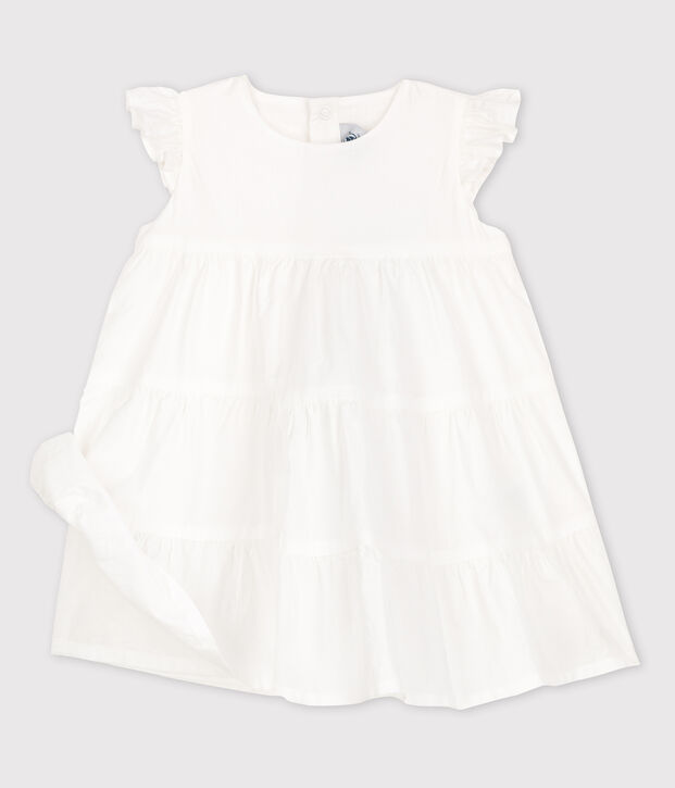 Robe sans manches b&eacute;b&eacute; en popeline blanc