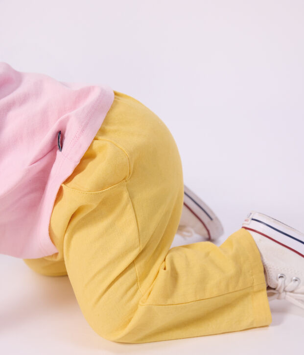 Pantalon b&eacute;b&eacute; en coton/lin, uni jaune