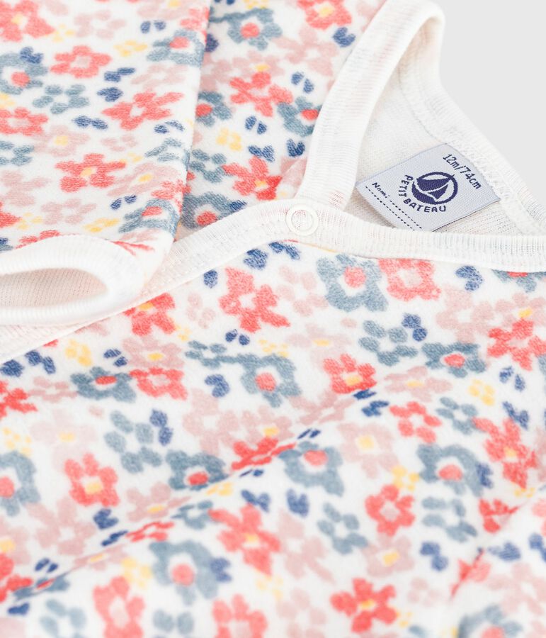 Babypyjama van fluweel met bloemenprint wit/multicouleur