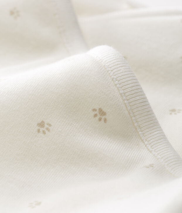 Combinaison longue b&eacute;b&eacute; en c&ocirc;te ouatin&eacute;e blanc/gris