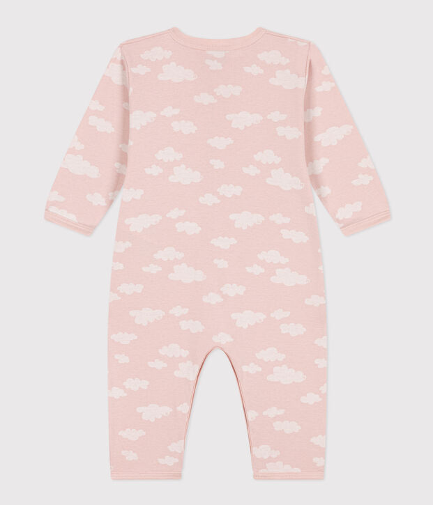Katoenen babypyjama zonder voetjes met print roze/wit