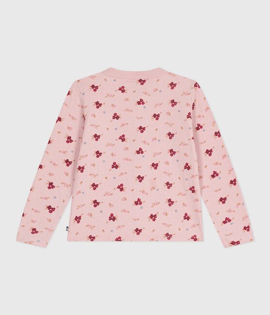 Cardigan enfant en coton imprimé rose JOLI/blanc MULTICO