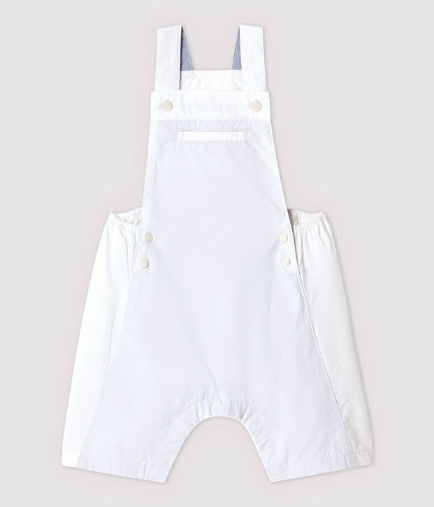 Salopette courte en serge craquante b&eacute;b&eacute; gar&ccedil;on blanc