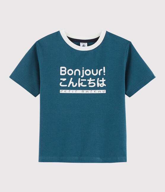 T-shirt met zeefdruk jongens kinderen blauw SHADOW
