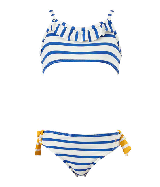 Maillot de bain fille 2 pièces blanc MARSHMALLOW/bleu PERSE