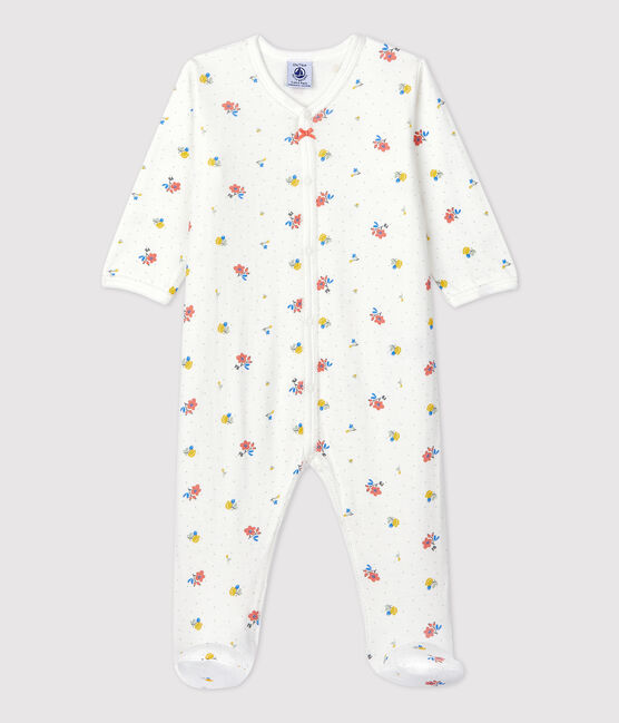 Dors-bien bébé fleuri en coton biologique blanc MARSHMALLOW/blanc MULTICO