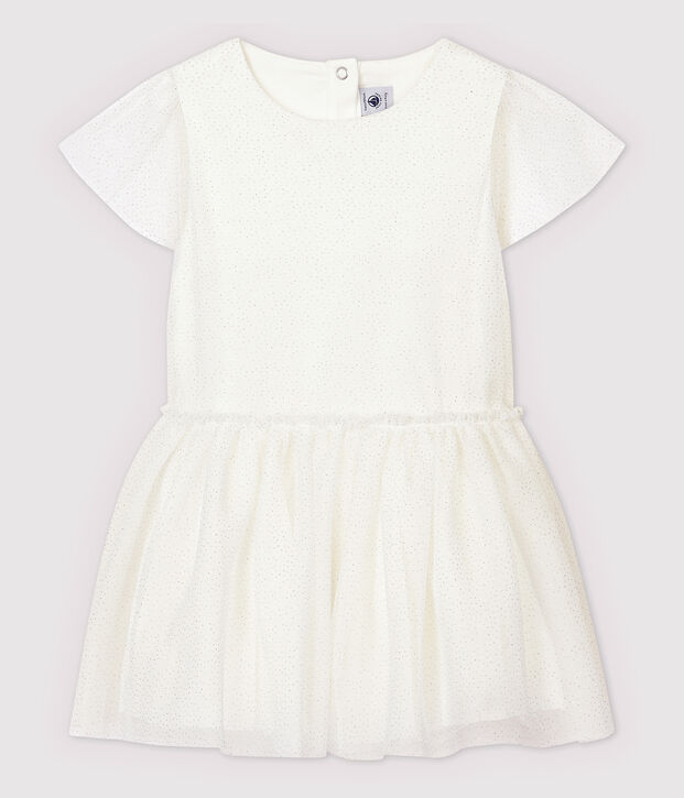 Robe c&eacute;r&eacute;monie en tulle enfant fille blanc/gris
