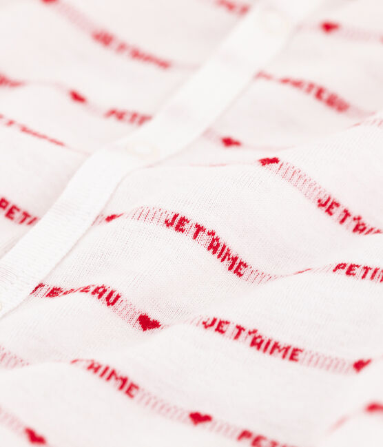 Combicourt Petit Bateau je t'aime en côte. blanc MARSHMALLOW/rouge TERKUIT