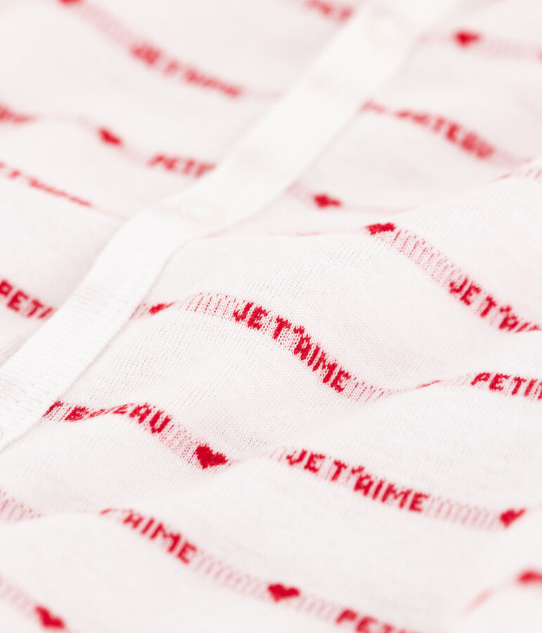 Combicourt Petit Bateau je t'aime en c&ocirc;te. blanc/rouge