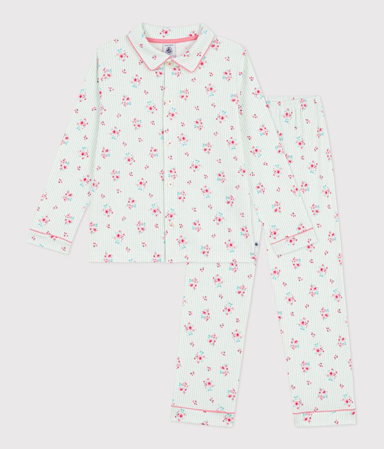 Katoenen geknoopte pyjama met print voor kinderen wit/blauw/multicouleur