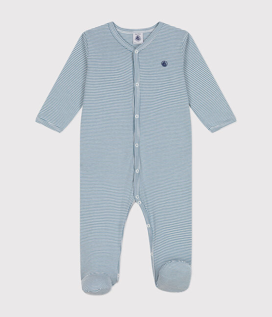 Katoenen babypyjama met print blauw ROVER/wit MARSHMALLOW