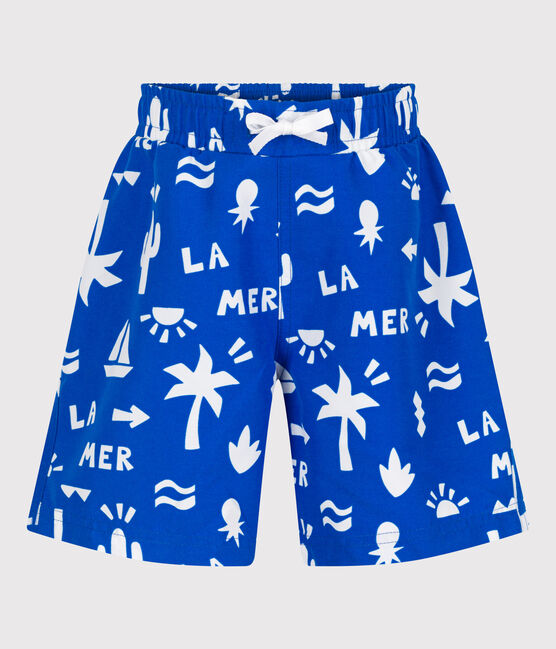 Zwemshort met print voor jongens blauw PORCELANA/ MARSHMALLOW
