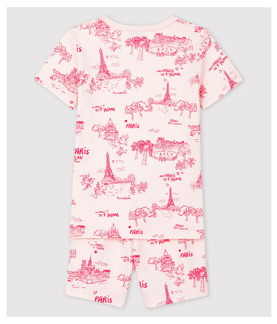 Pyjacourt snugfit toile de Jouy Paris petite fille en coton rose FLEUR/rose GROSEILLER