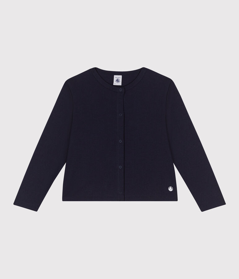 Effen katoenen cardigan voor kinderen blauw