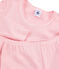 Pyjama petite fille coupe très ajustée en côte rose CHARME/blanc MARSHMALLOW