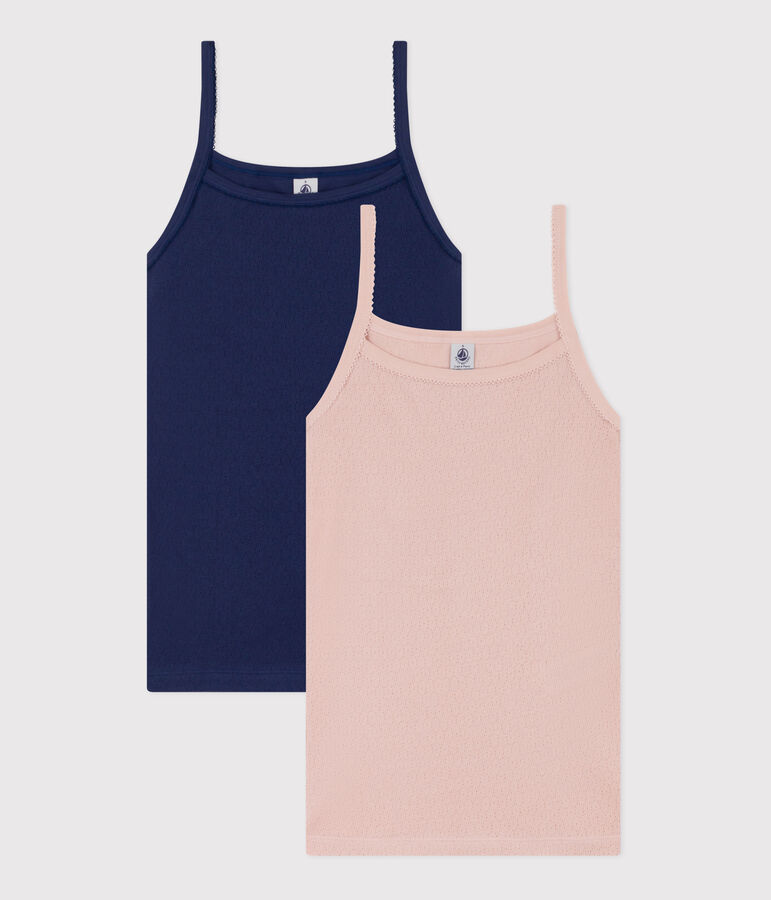 Dameshemdjes met bandjes in opengewerkt katoen variante 1