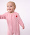 Pyjama b&eacute;b&eacute; en velours uni avec motif plac&eacute; rose