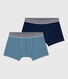 Set van 2 effen boxershorts voor jongens in katoen en elastaan