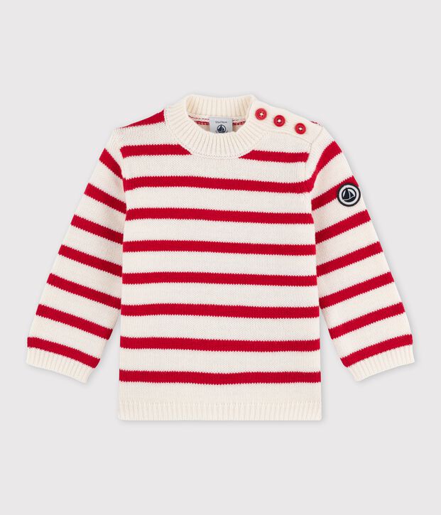 Babytrui in jersey wit/rood