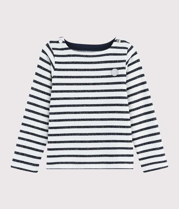 Marini&egrave;re en jersey enfant fille blanc/SMOKING ARGENT BRILLANT