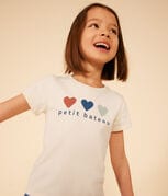 T-shirt van lichte jersey voor meisjes wit AVALANCHE/ MEDIEVAL