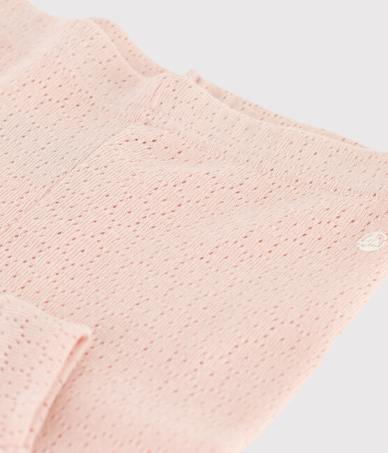 Katoenen opengewerkte legging voor baby's roze SALINE