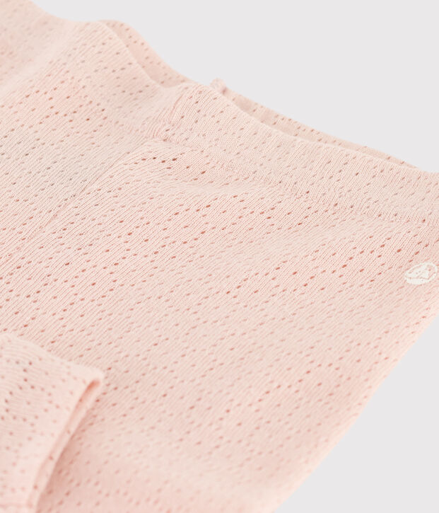 Legging b&eacute;b&eacute; en coton ajour&eacute; rose