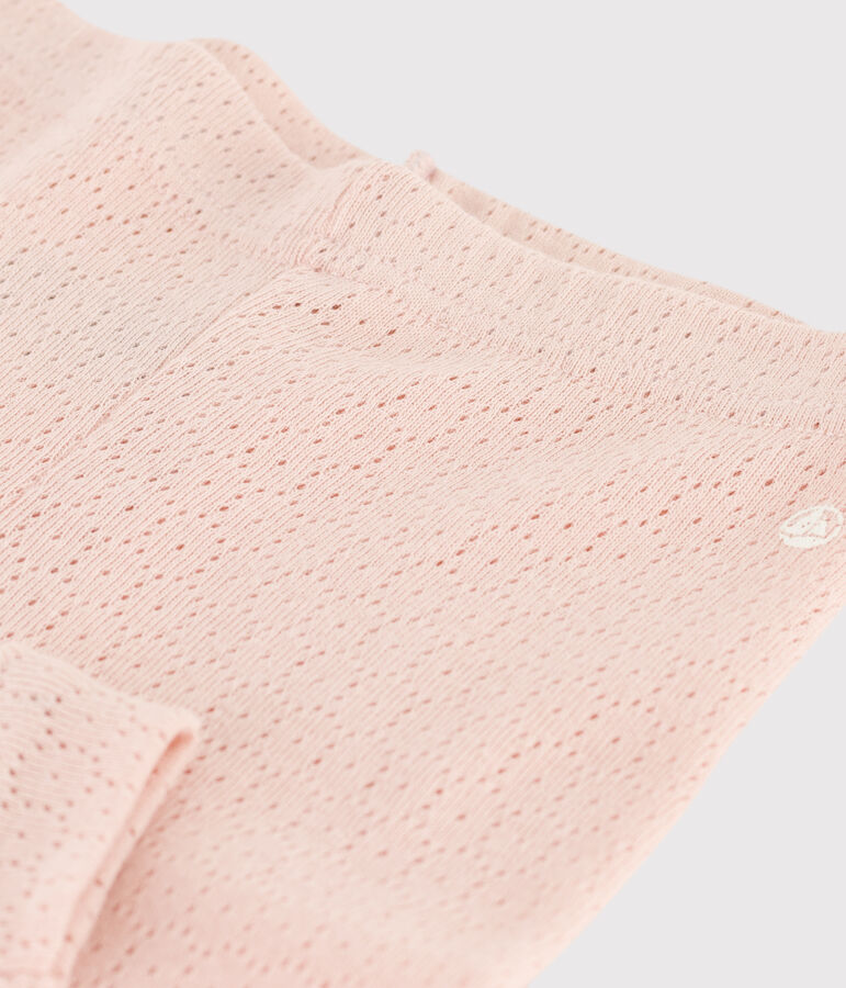 Katoenen opengewerkte legging voor baby's roze SALINE