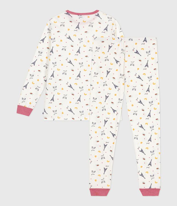 Katoenen pyjama met print van Parijs voor kinderen wit/multicouleur