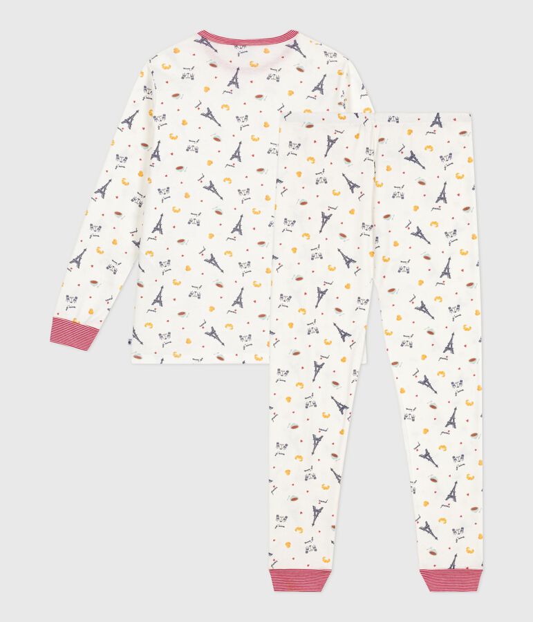 Katoenen pyjama met print van Parijs voor kinderen wit/multicouleur