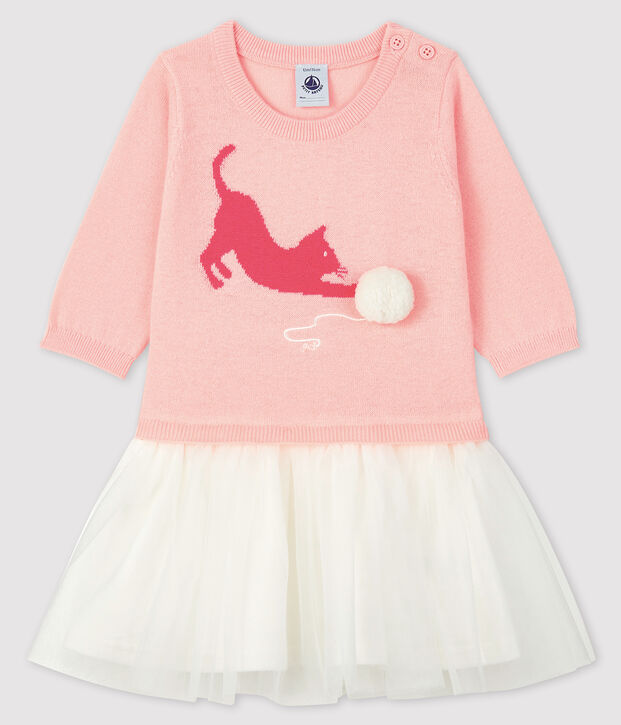 Robe manches longues b&eacute;b&eacute; fille rose
