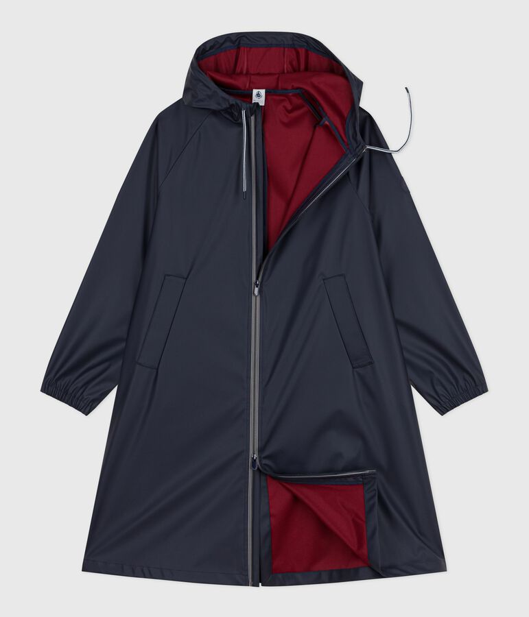 Lange tweekleurige oliejas voor dames blauw