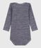Body manches longues bébé en laine et coton bleu SOIR/ MARSHMALLOW