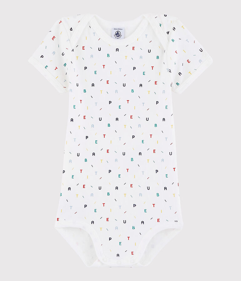 Body manches courtes b&eacute;b&eacute; fille-gar&ccedil;on blanc MARSHMALLOW/blanc MULTICO