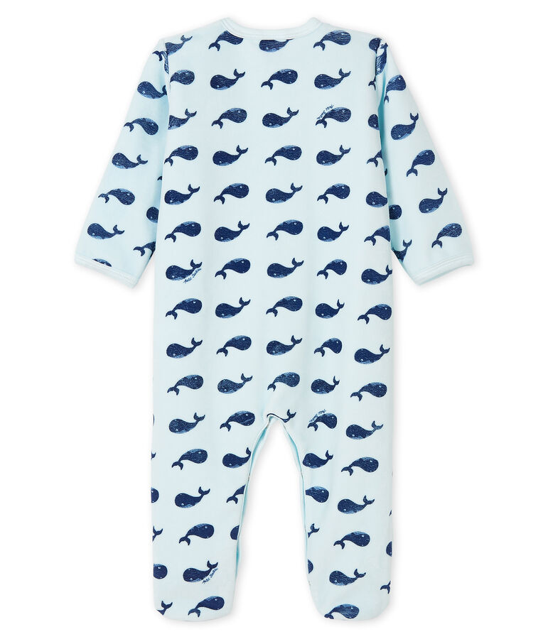 Fluwelen walvisslaappakje babyjongen blauw/blauw