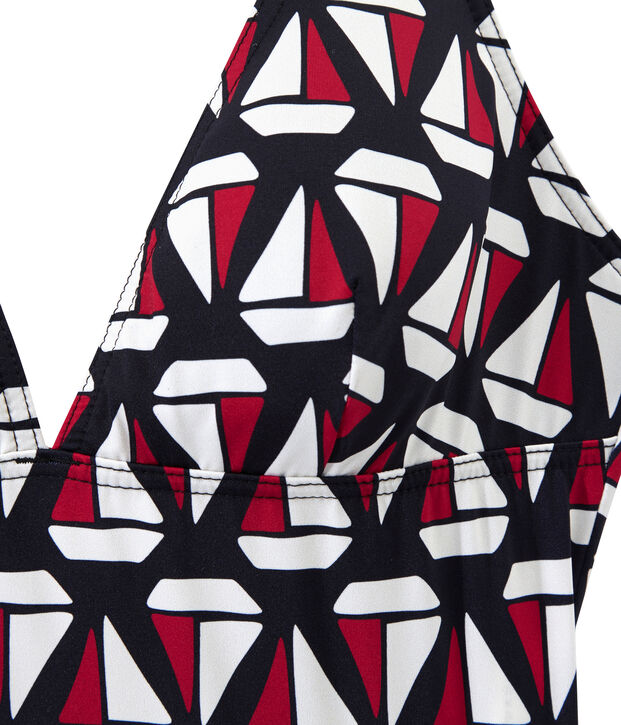 Maillot de bain 1 pi&egrave;ce femme imprim&eacute; bleu/multicouleur