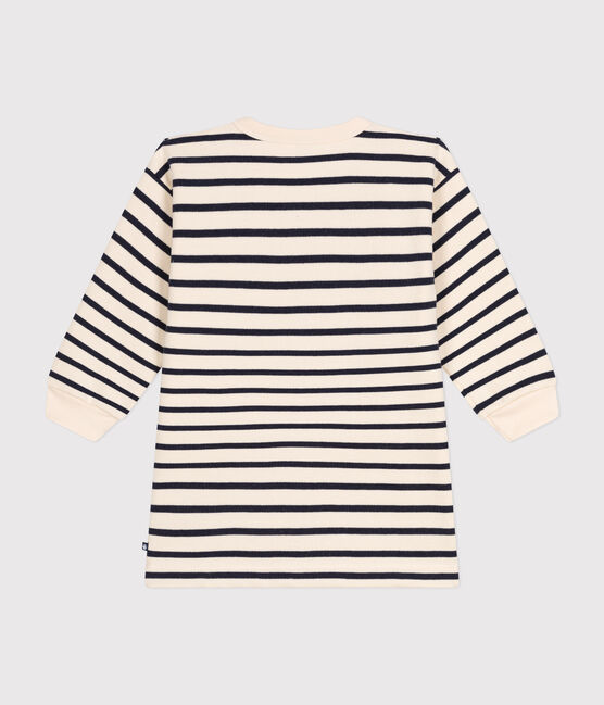 Jurkje met lange mouwen van geruwde fleece voor meisjes wit AVALANCHE/blauw SMOKING