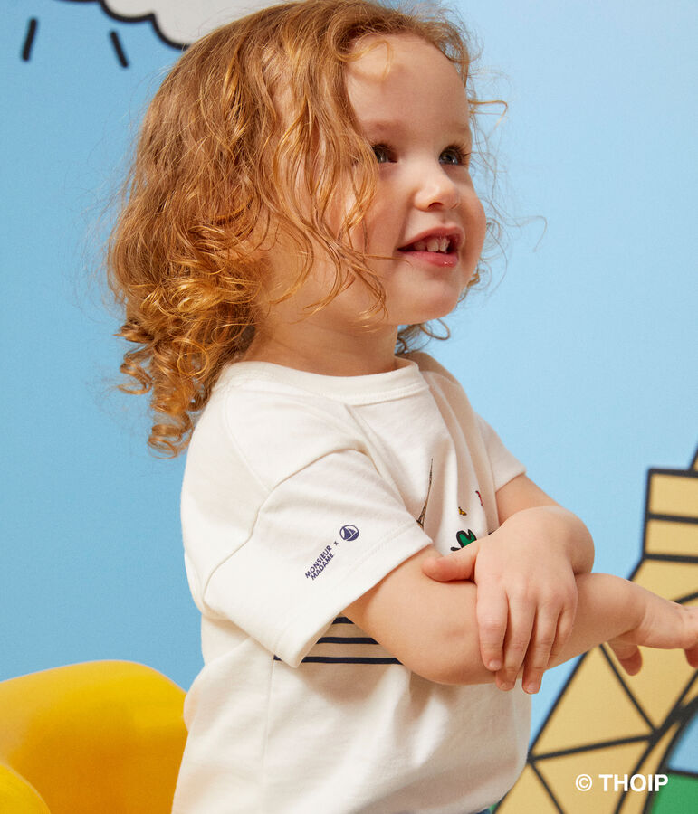 Katoenen T-shirt met Monsieur Madame-motief voor baby's wit