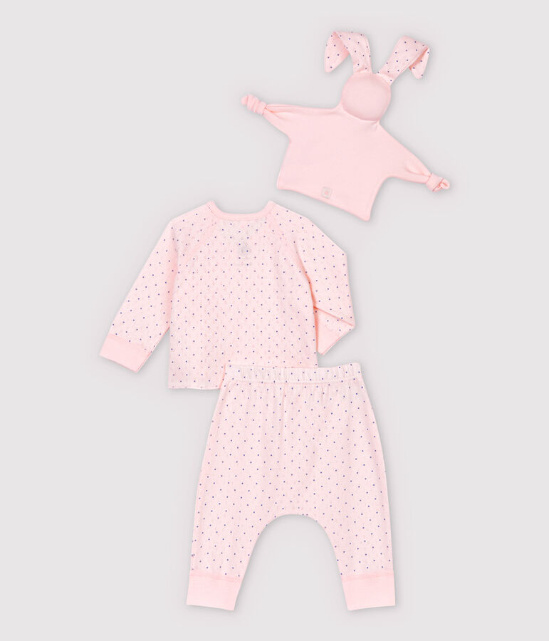 Roze 3-delige set van biologisch katoen voor baby's roze/blauw