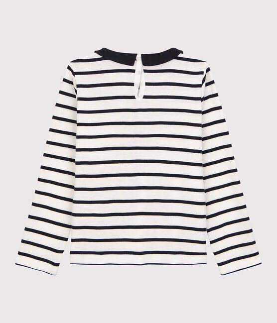 Katoenen meisjes t-shirt met lange mouwen wit MARSHMALLOW/blauw SMOKING