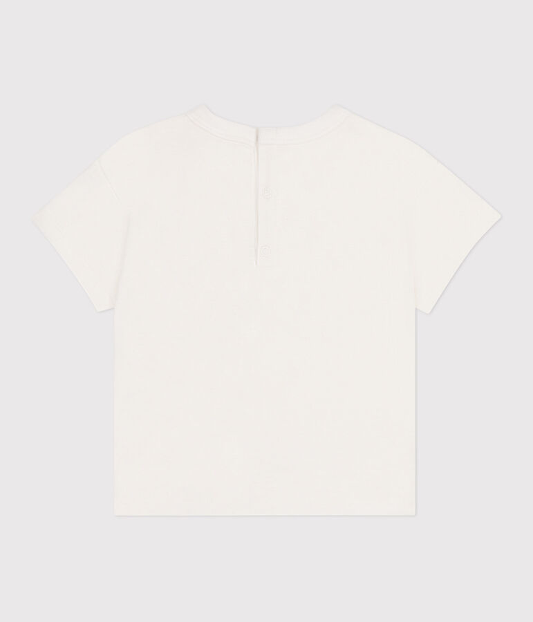 T-shirt b&eacute;b&eacute; en coton &agrave; manches courtes uni blanc/bleu