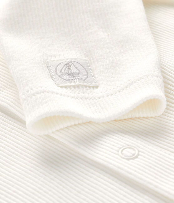 Vest van ribstof 2x2 voor baby wit MARSHMALLOW