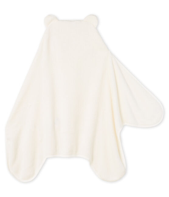 Cape/plaid petit garçon en polaire blanc MARSHMALLOW/bleu MEDIEVAL