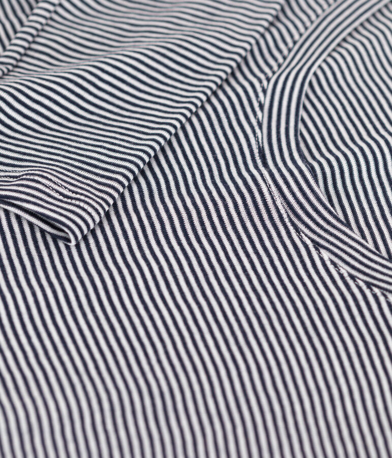 Tee shirt seconde peau en coton l&eacute;ger ray&eacute; Femme bleu SMOKING/blanc MARSHMALLOW